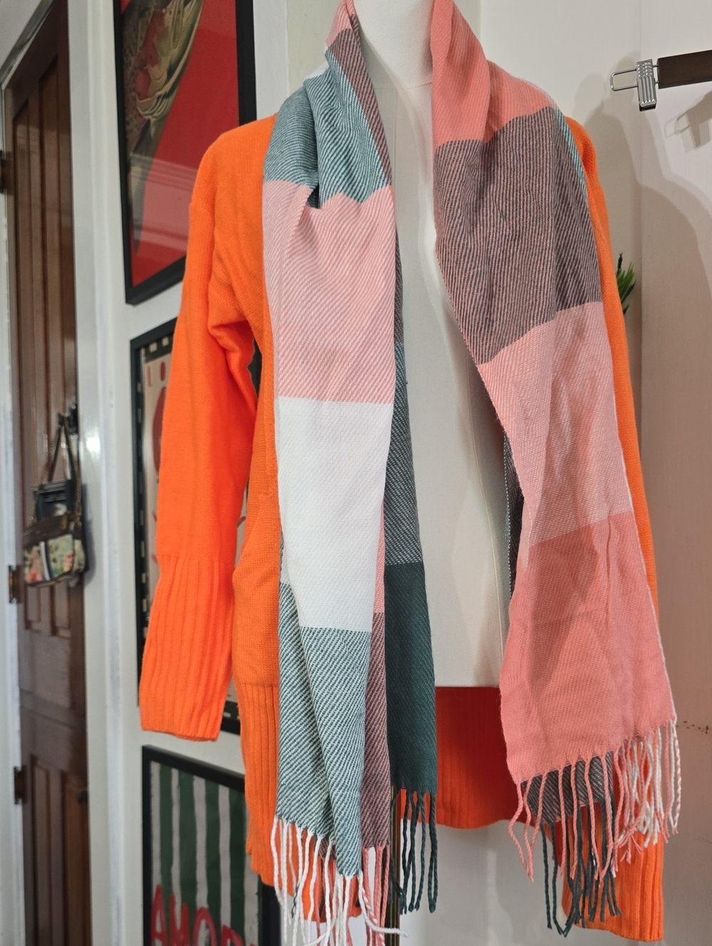 Women’s Pink & Green Scarf